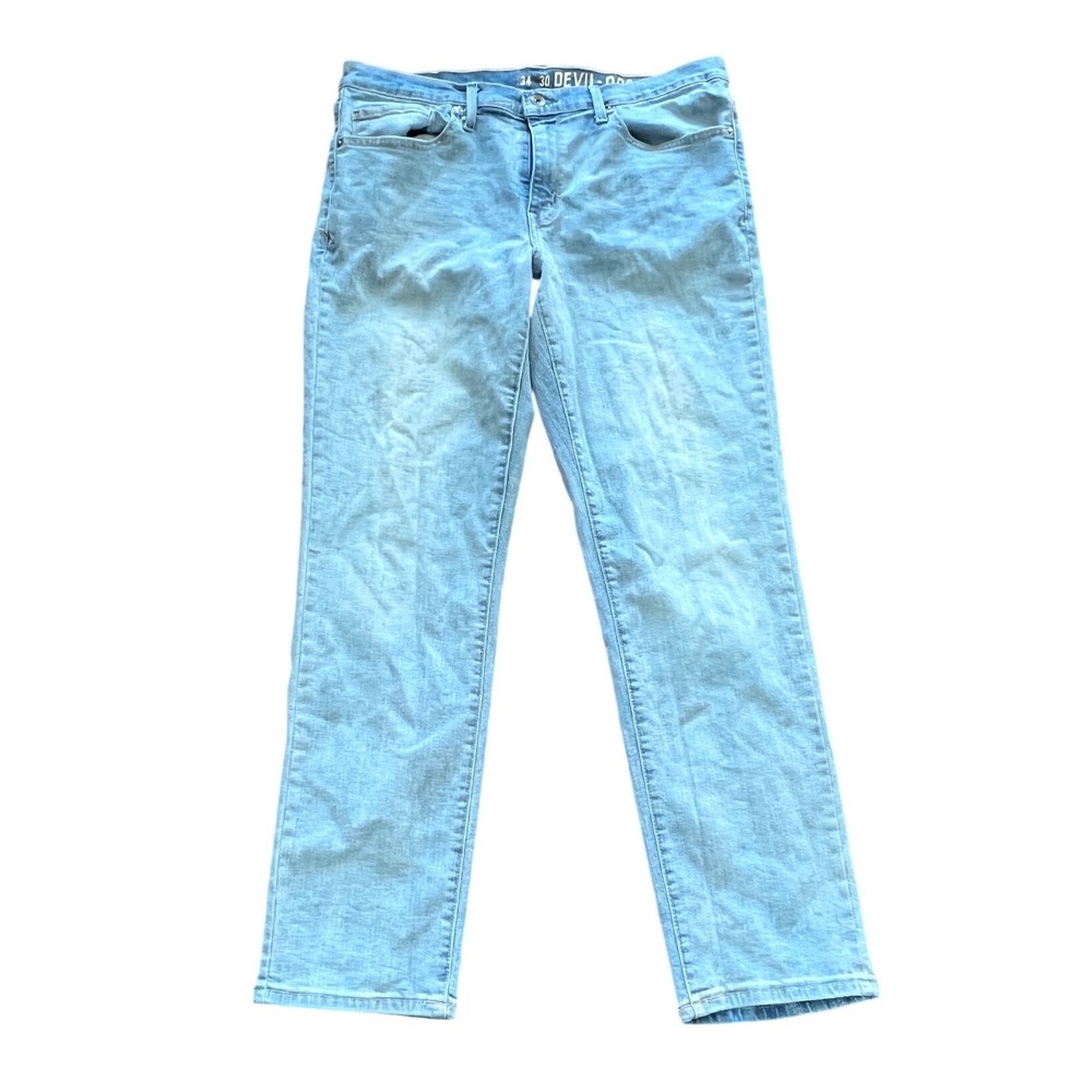 Devil-Dog‎ Dungarees Mens Light Wash Slim Straight Jeans 34x30 Sanforized Shrunk